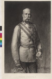 Franz Joseph I in Galauniform eines Feldmarschalls, der Galahut im Rake von Wilhelm Hecht