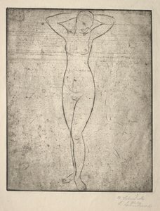 Stehendes Mädchen mit Armen hinter dem Kopf von Wilhelm Lehmbruck