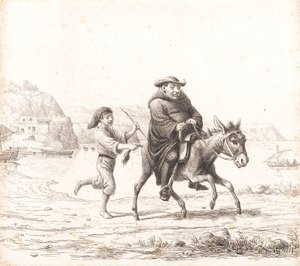 Ein Mönch reitet auf einem Esel, gefolgt von einem italienischen Jungen von Wilhelm Marstrand