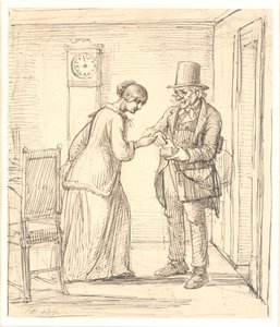 Eine junge Dame erhält einen Brief vom Postboten von Wilhelm Marstrand