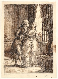 Ein junges Ehepaar. Kronprinz Frederik (Fre. 5) isst auf Charlottenborg Kirschen mit Kronprinzessin Louise von Wilhelm Marstrand