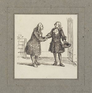 Figuren aus der Holberg-Zeit: Ein Herr bietet einem anderen eine Prise Tabak an von Wilhelm Marstrand