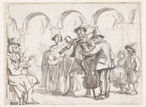 Der Musikant auf dem Markusplatz, Venedig von Wilhelm Marstrand