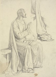 Sitzender Jesus, sowie Draperiestudie von Wilhelm Marstrand