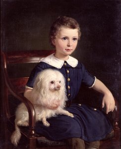 Studie eines Jungen mit Haustierhund, 1860