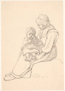 Schwedisches Mädchen mit einem Kind auf dem Schoß von Wilhelm Marstrand