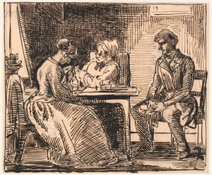 Entwurf zu "Bild des Alltagslebens" (Besuch des Freiers) von Wilhelm Marstrand
