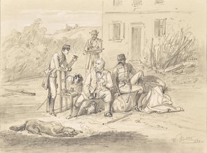 Drei Offiziere nach der Schlacht von Solferino von Wilhelm Richter