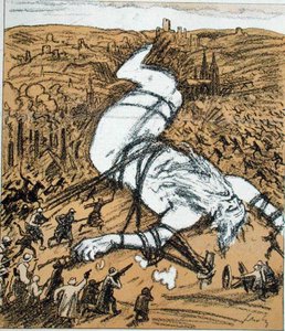 Vater Rhein, Karikatur der Ruhrbesetzung durch die Franzosen, aus 