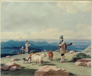 Jäger mit Sennerin und Kind auf dem Hirschberg