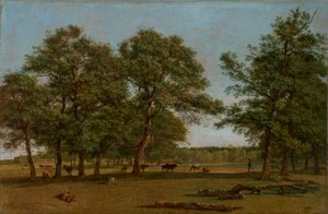 Weideauen bei Dietramszell (Weidelandschaft mit alten Eichen) von Wilhelm von Kobell