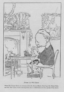 George Moore, irischer Autor, an seiner Schreibmaschine arbeitend