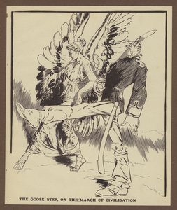 Der Gänsemarsch oder der Marsch der Zivilisation (Lithographie)
