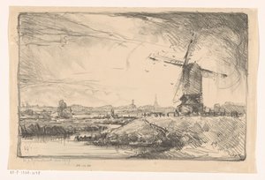 Landschaft mit Mühle bei Leiden von Willem Adrianus Grondhout (signed by artist)