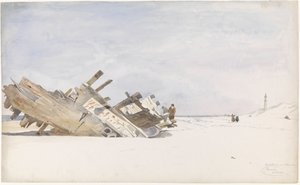 Treibholz am Strand von Renesse in Schouwen-Duiveland von Willem Anthonie van Deventer