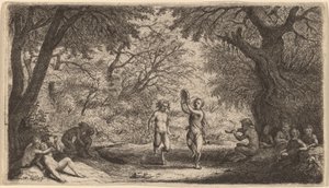 Bacchanal mit einem tanzenden Paar im Zentrum von Willem Basse
