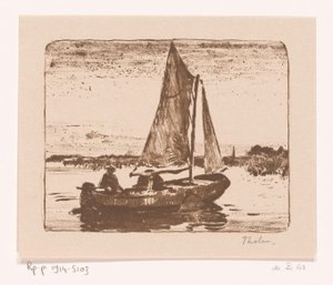 Mann in Segelboot von Willem Bastiaan Tholen (signed by artist)