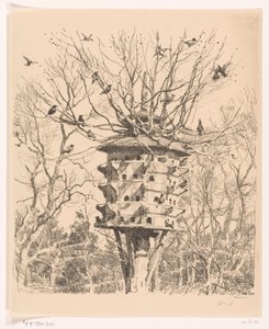 Großes Vogelhaus an einem Baum von Willem Bastiaan Tholen