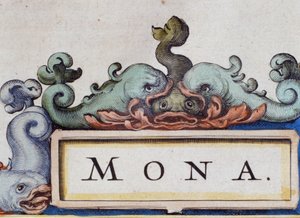 Delfine, Roquaille-Stil Frontispiz. Detail von Atlas di W. Blaeu, Amsterdam 1650 von Willem Blaeu