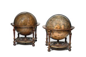 Großes Paar Bibliotheksgloben, der terrestrische 1645/48, der himmlische nach ca. 1630