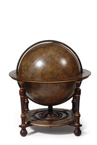 Großes Paar Bibliotheksgloben, der terrestrische 1645/48, der himmlische nach ca. 1630 von Willem Blaeu