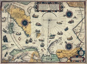 Karte der Polarregionen, von dem niederländischen Kartographen Willem Janszoon Blaeu