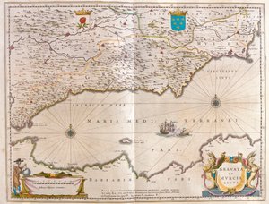 Straße von Gibraltar nach Alicante bis ins Landesinnere zum Guadalquivir-Tal und Sevilla und die Küste Nordafrikas, in 