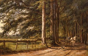 Pferdewagen auf einem Landweg, 19. Jahrhundert von Willem Carel Nakken
