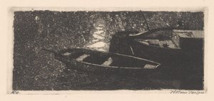 Heck und Ruderboot von Willem Jansen (graveur) (signed by artist)