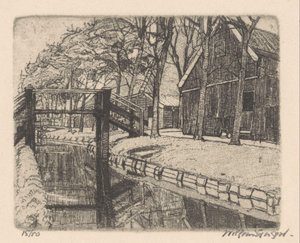 Brücke in Assendelft von Willem Jansen (graveur) (signed by artist)