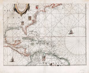 Amerikanische Inseln im nördlichen Ozean mit angrenzenden Ländern von Willem Janszoon Blaeu