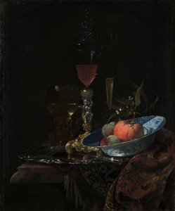 Weinglas und eine Schale mit Obst, 1663 von Willem Kalf