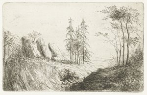 Berglandschaft mit Bäumen von Willem Matthias Jan van Dielen