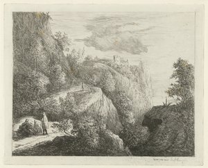 Berglandschaft mit ruhenden Figuren am Straßenrand von Willem Matthias Jan van Dielen