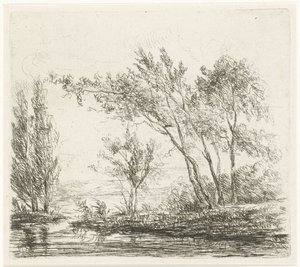 Landschaft mit Bäumen am Wasser von Willem Matthias Jan van Dielen