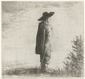 Mann mit Hut und Stock in Landschaft von Willem Matthias Jan van Dielen
