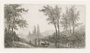 Flusslandschaft mit Boot von Willem Matthias Jan van Dielen