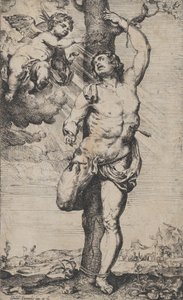 Das Martyrium des Heiligen Sebastian, mit Engeln, die ihn oben links krönen, ca. 1620-32 von Willem Panneels