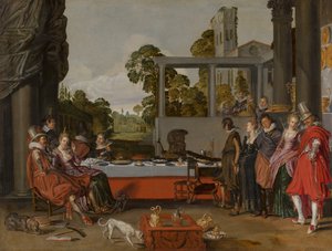 Fröhliche Gesellschaft auf einer Terrasse, 1616-17 von Willem Pietersz Buytewech