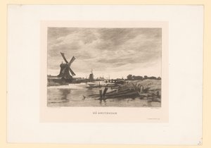 Landschaft mit Mühlen entlang eines Kanals bei Amsterdam von Willem Steelink (II)