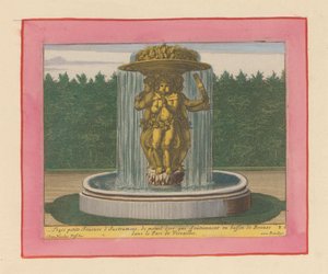 Brunnen mit einer Statue von drei Musikern, die eine Schale über ihren Köpfen tragen von Willem Swidde