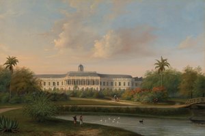 Rückansicht des Buitenzorg-Palastes vor dem Erdbeben vom 10. Oktober 1834 von Willem Troost (II)