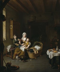 Eine Mutter füttert ihr Kind