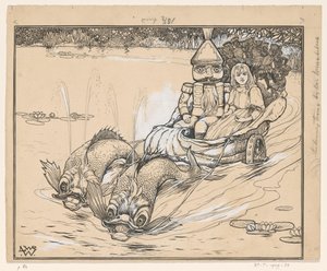 Nussknacker und Marie in einem Muschelwagen von Ludwig Willem Reymert Wenckebach