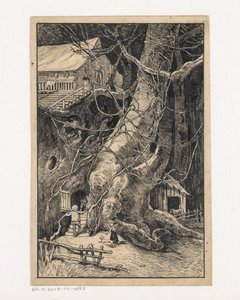 Miniaturhaus an einem Baum von Willem Wenckebach