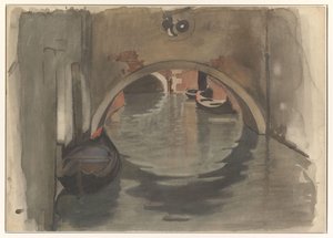 Ansicht unter einer Bogenbrücke in Venedig von Willem Arnoldus Witsen