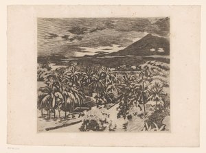 Ansicht einer Landschaft mit Kokospalmen in Buitenzorg von Willem Arnoldus Witsen