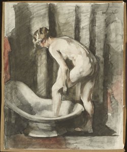Nackte Frau, die in ein Bad steigt von Willem Arnoldus Witsen