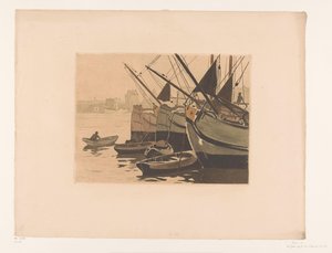 Boote im IJ mit der Lutherischen Kirche