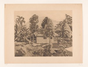 Haus in Bogor mit einem Berg im Hintergrund
